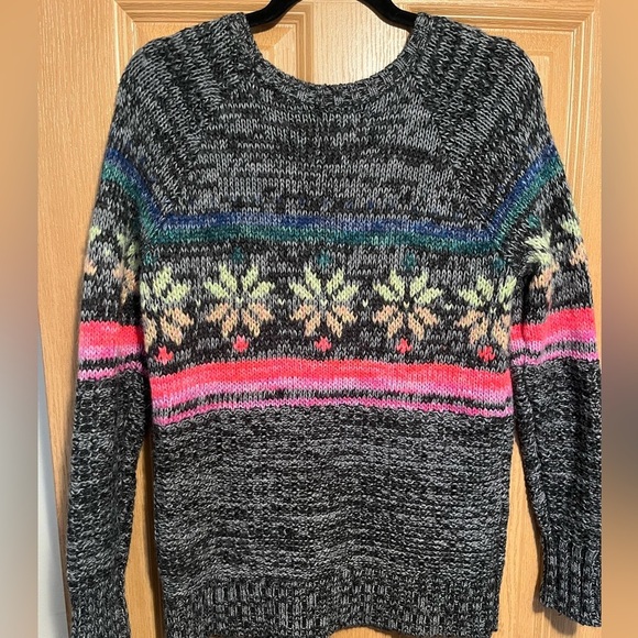 American Eagle Jegging Sweater Rainbow Snowflake Fair Isle Wool - Picture 9 of 9